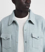 Blue Cashmere Waffle-Knit Overshirt