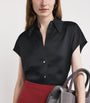 Vince Black Ruched-Back Button-Up Blouse