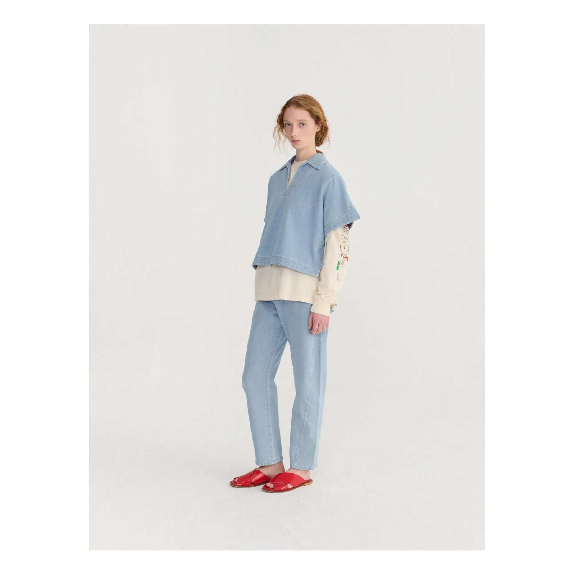 Bobo Choses - Cotton Polo Blouse | Light blue