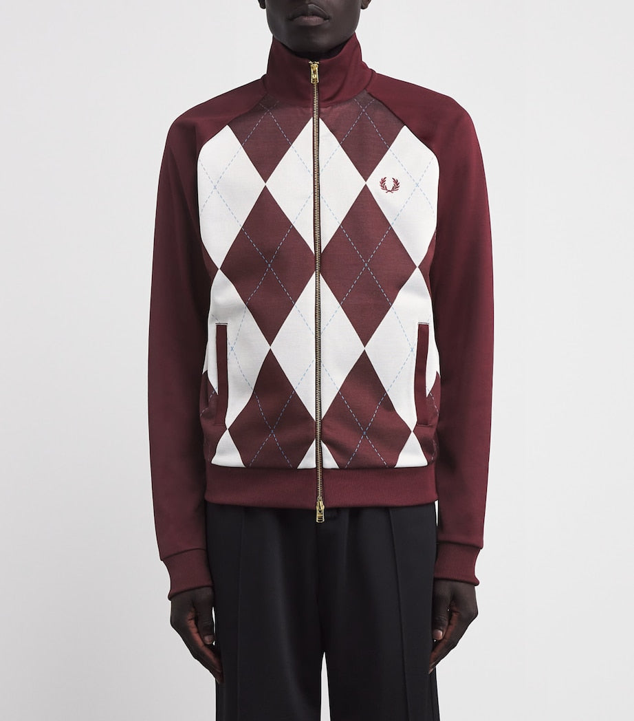 Fred Perry Burgundy Argyle Track Jacket