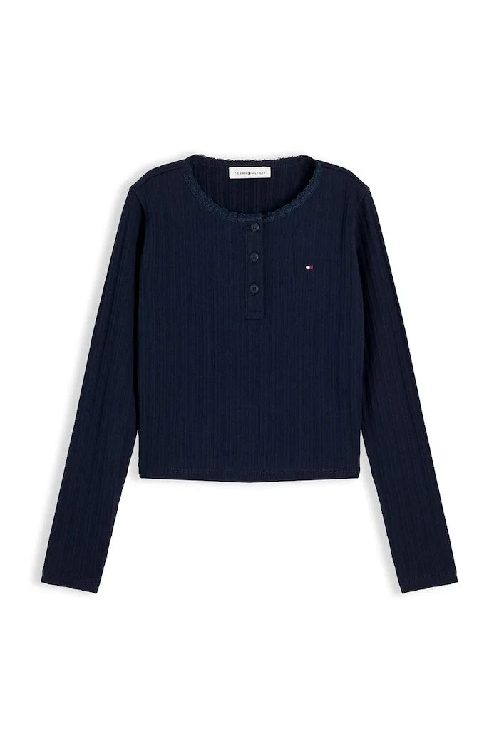 Tommy Hilfiger çocuklar için pamuklu uzun kollu bluz