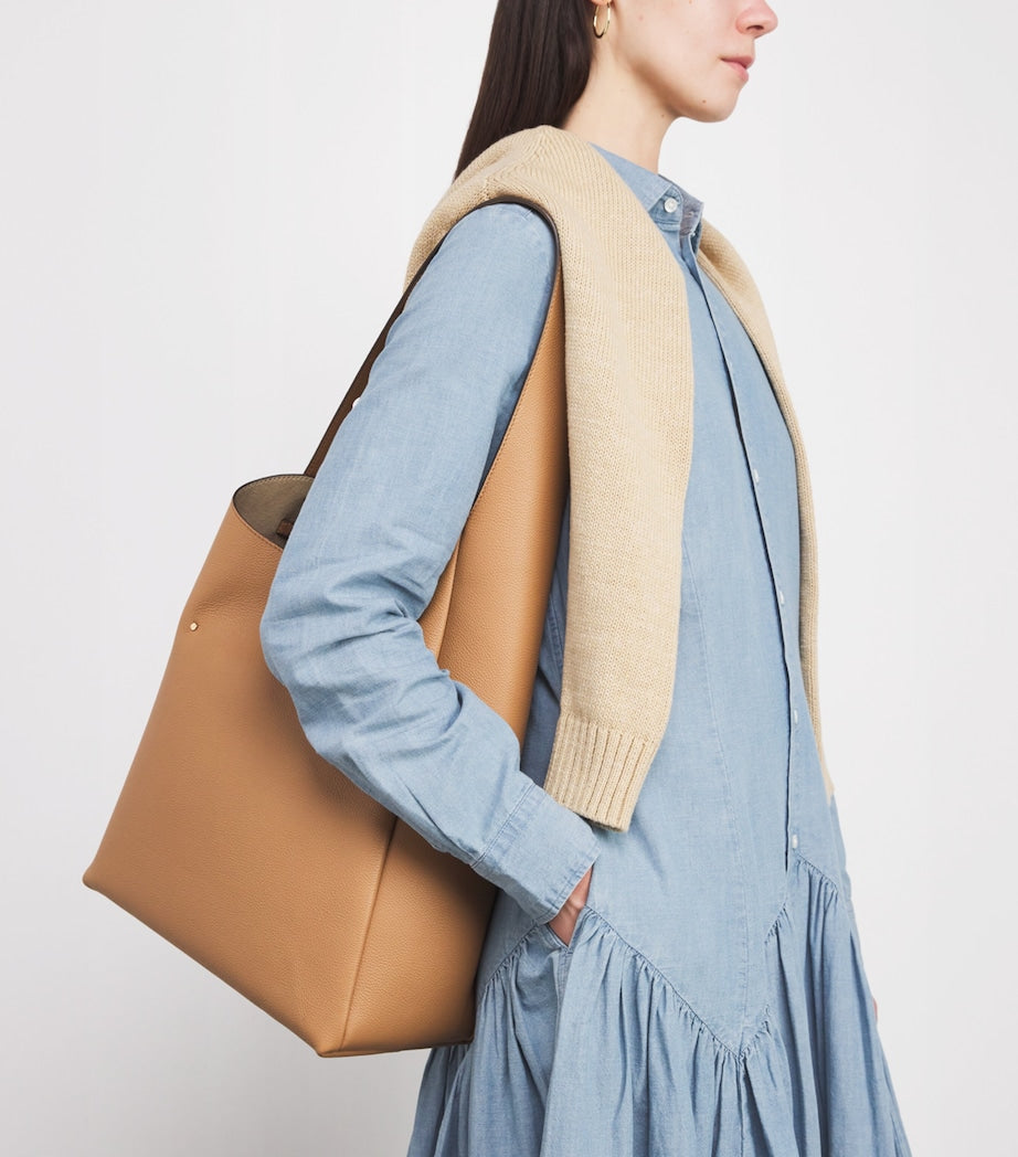 Blue Cotton-Linen Midi Shirt Dress