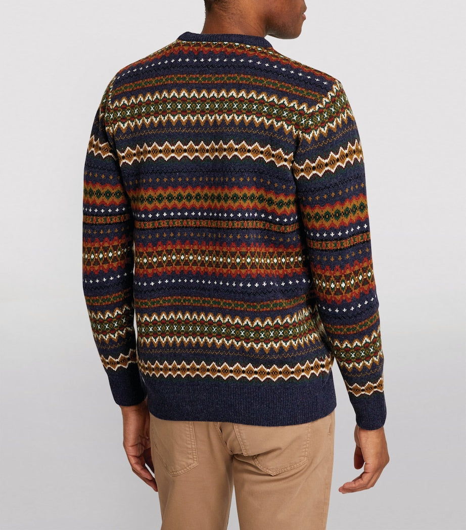 Barbour Wool Fair Isle Sweater NAVY MARL