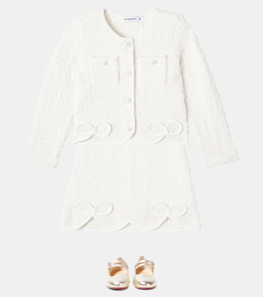 Self-Portrait Kids - Bow bouclé jacket