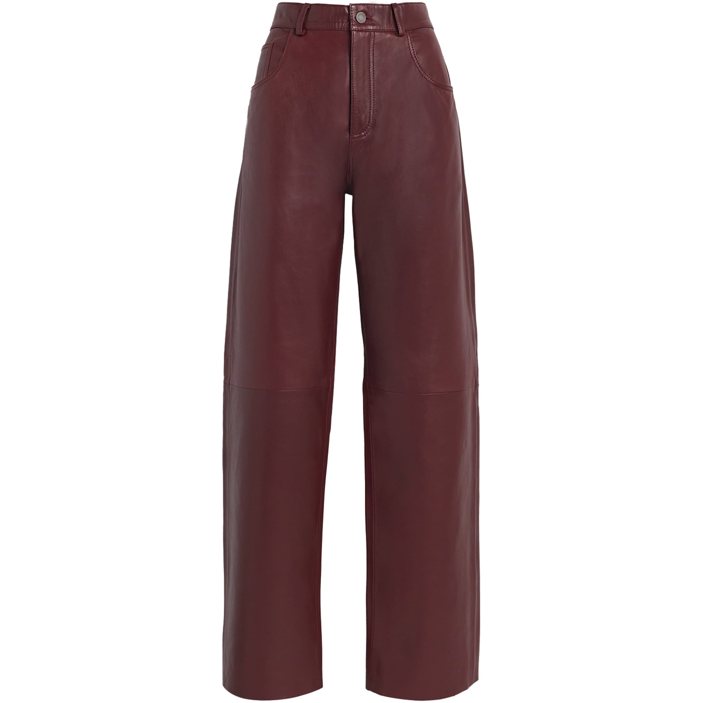 Leather Bonnie Straight Trousers CHERRY