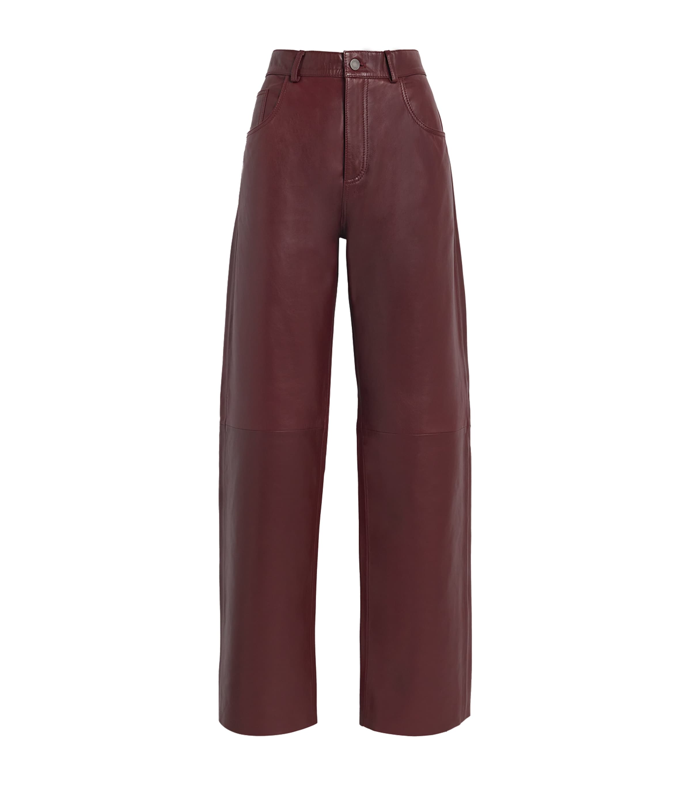 Leather Bonnie Straight Trousers CHERRY