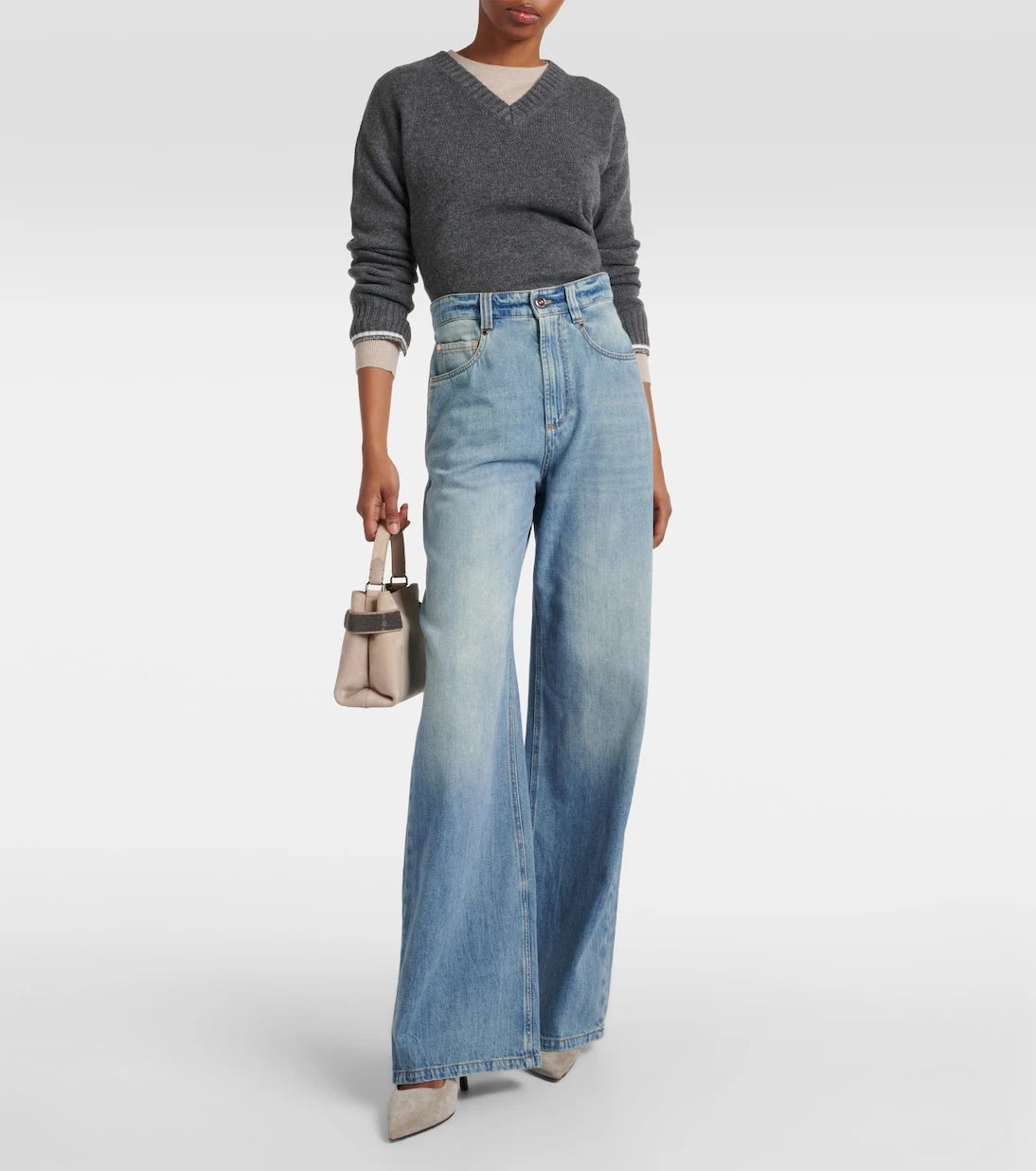 Brunello Cucinelli - High-rise wide-leg jeans