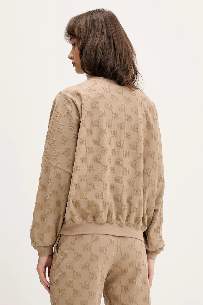 HUGO kadın pamuklu ev tipi sweatshirt TERRYMONOGRAM_JACKET