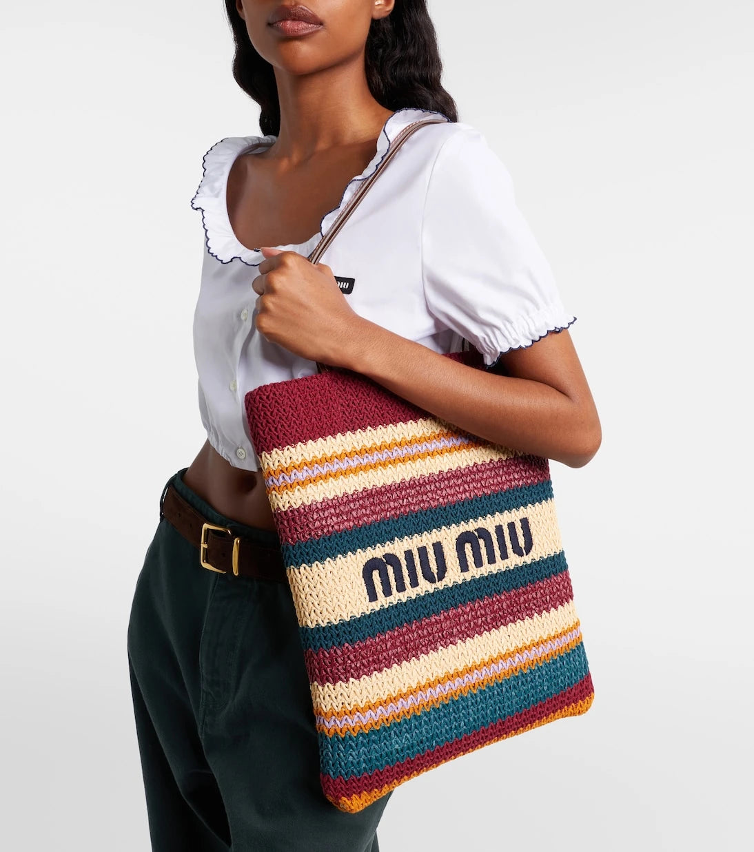 Miu Miu - Woven raffia-effect tote bag