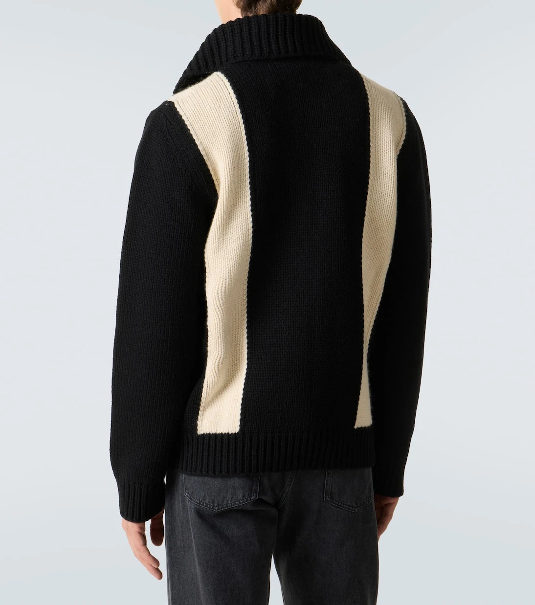 Valentino - Intarsia virgin wool zip-up cardigan