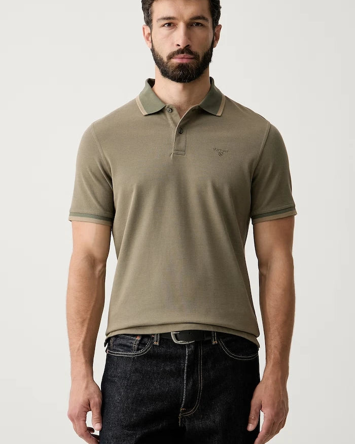 Barbour erkek pamuklu yakalı tişört Bernard