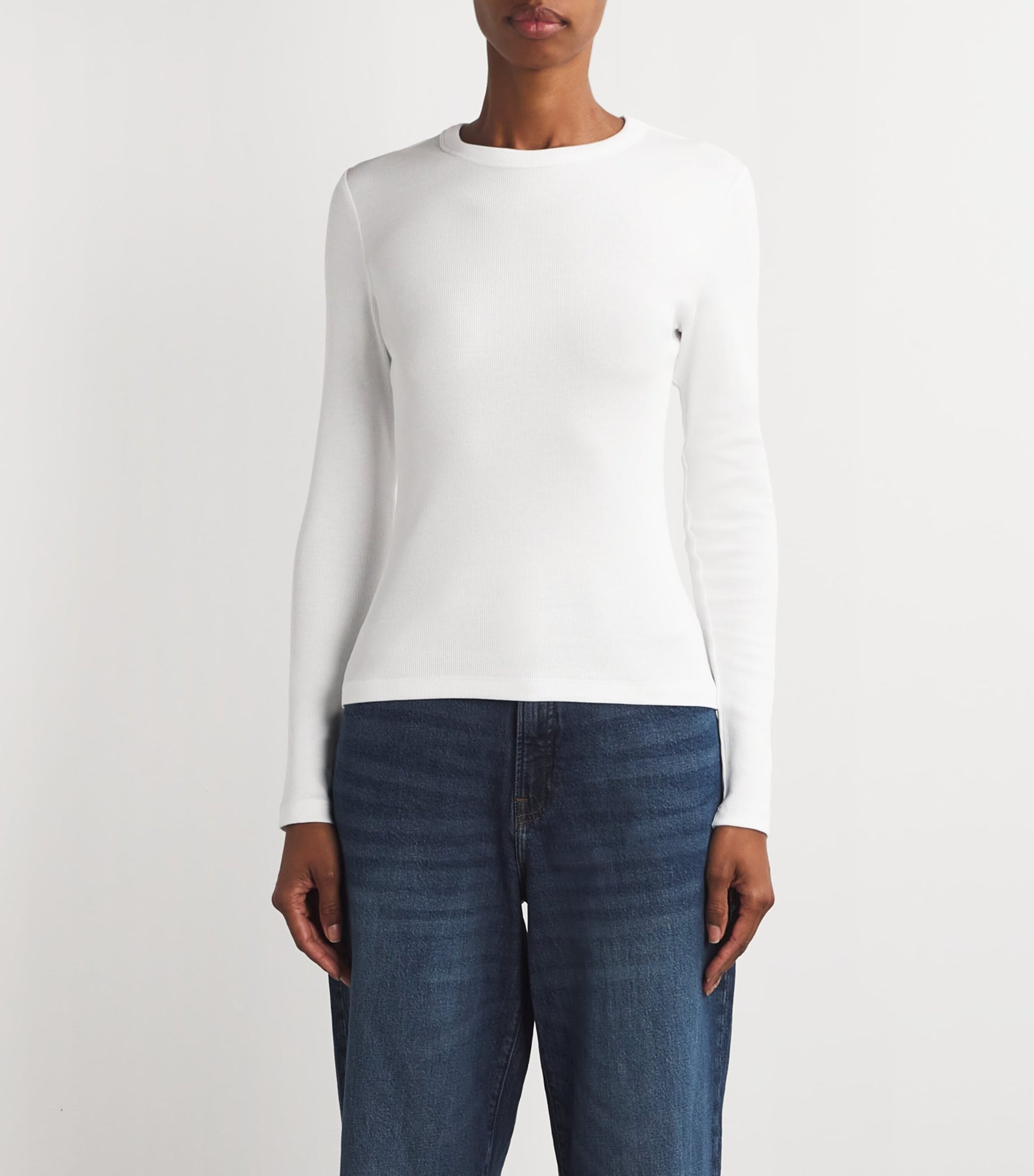 ME+EM White Cotton-Blend Long-Sleeve T-Shirt