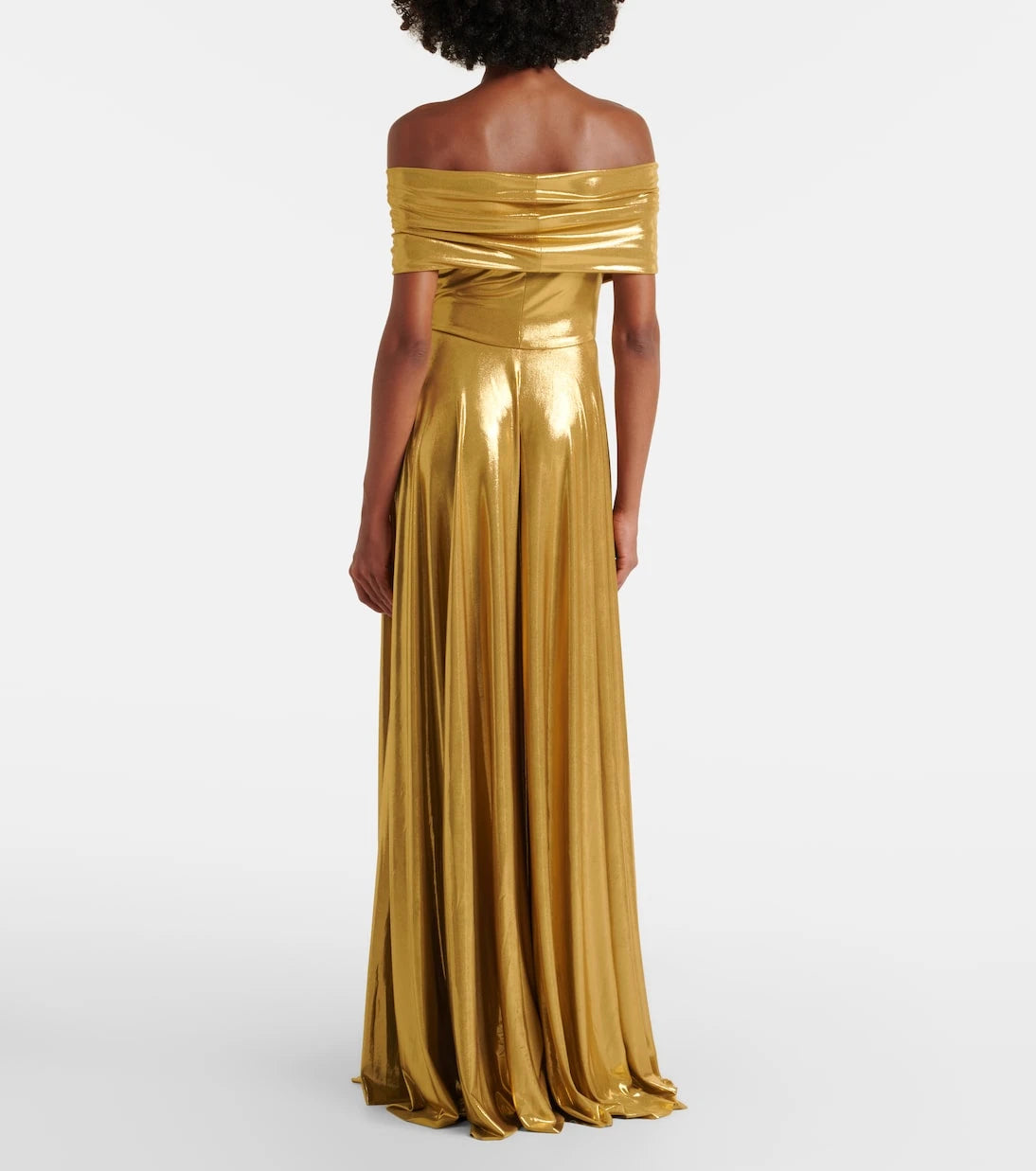 Norma Kamali - Off-shoulder lamè maxi dress