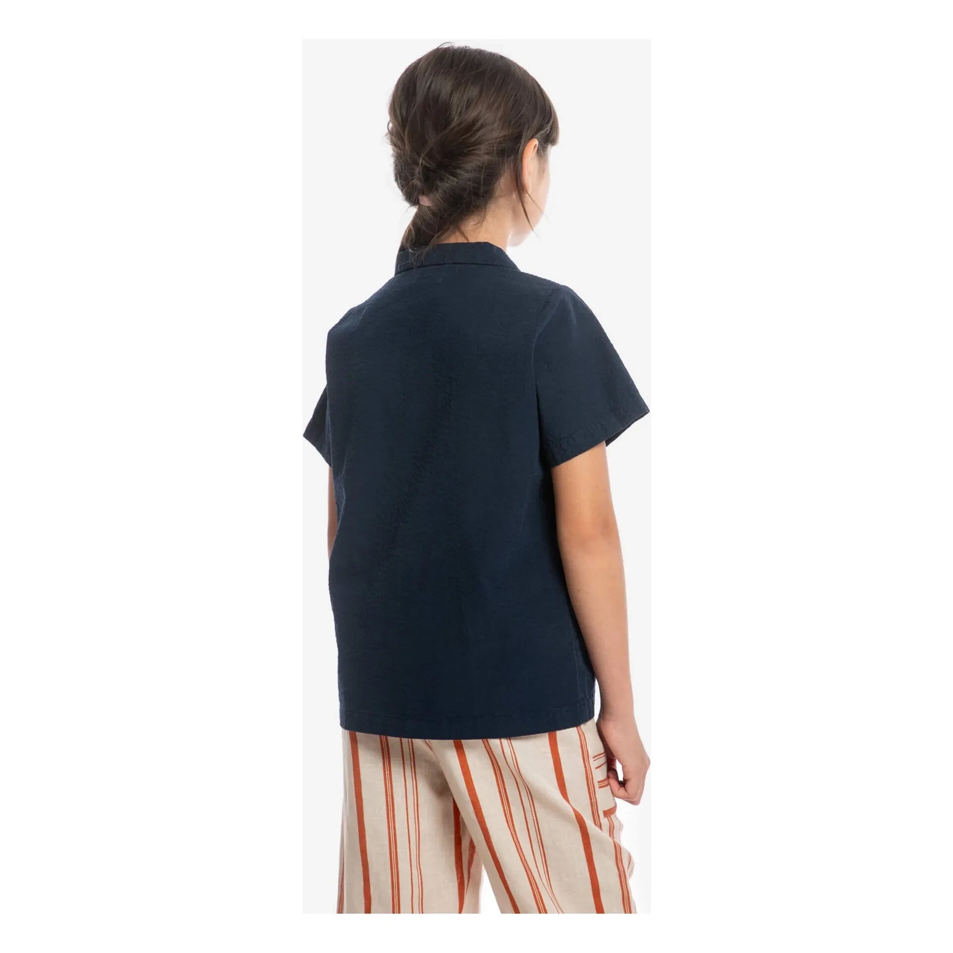 Matona - Plain Organic Cotton Shirt | Navy blue