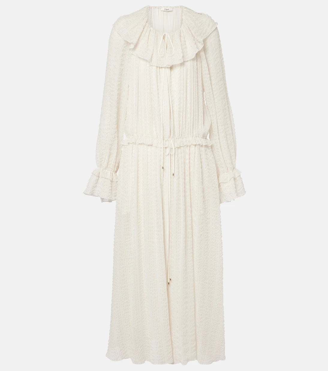 Chloé - Ruffled silk-blend crêpe maxi dress