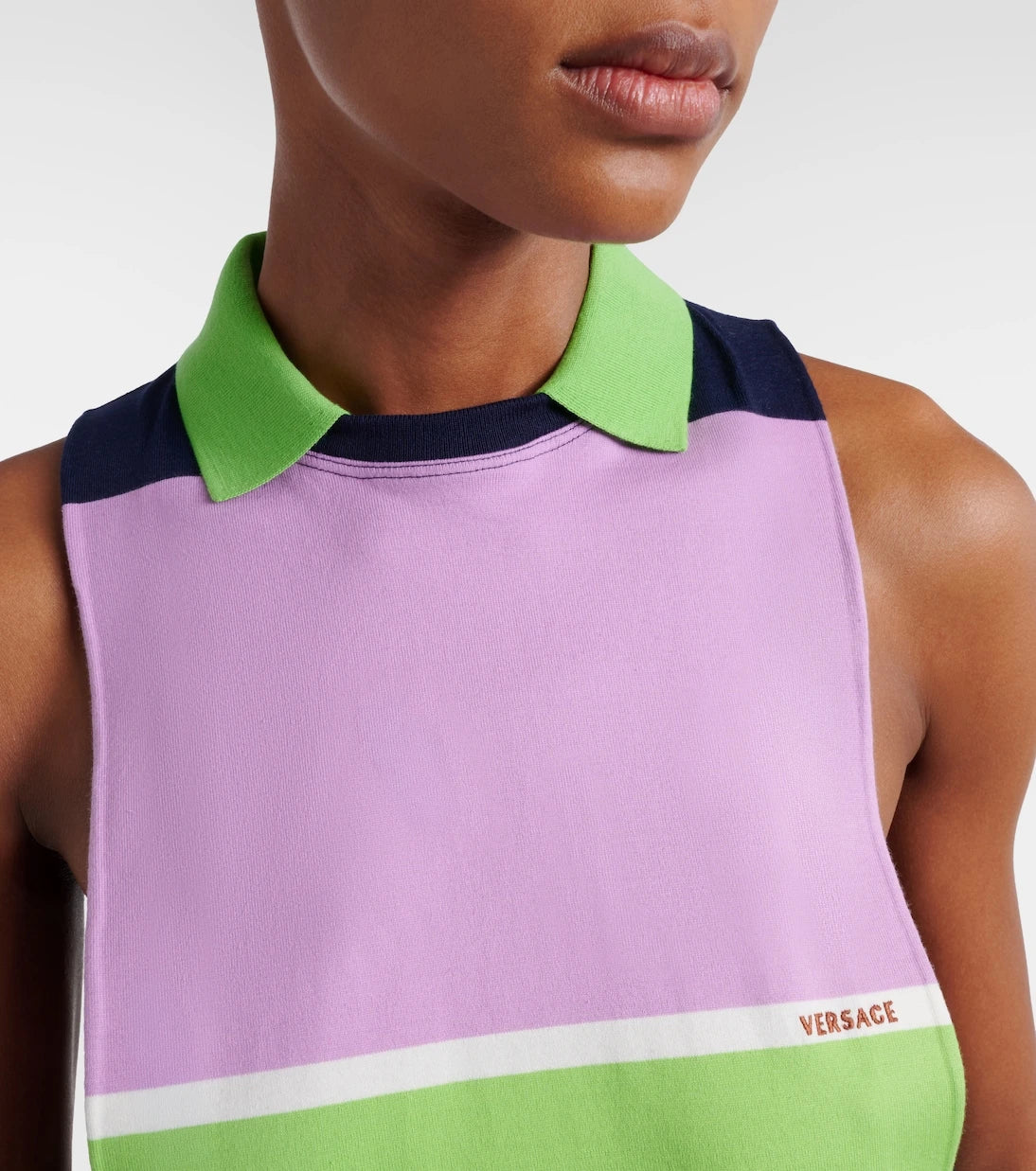 Versace - Striped cotton jersey tank top