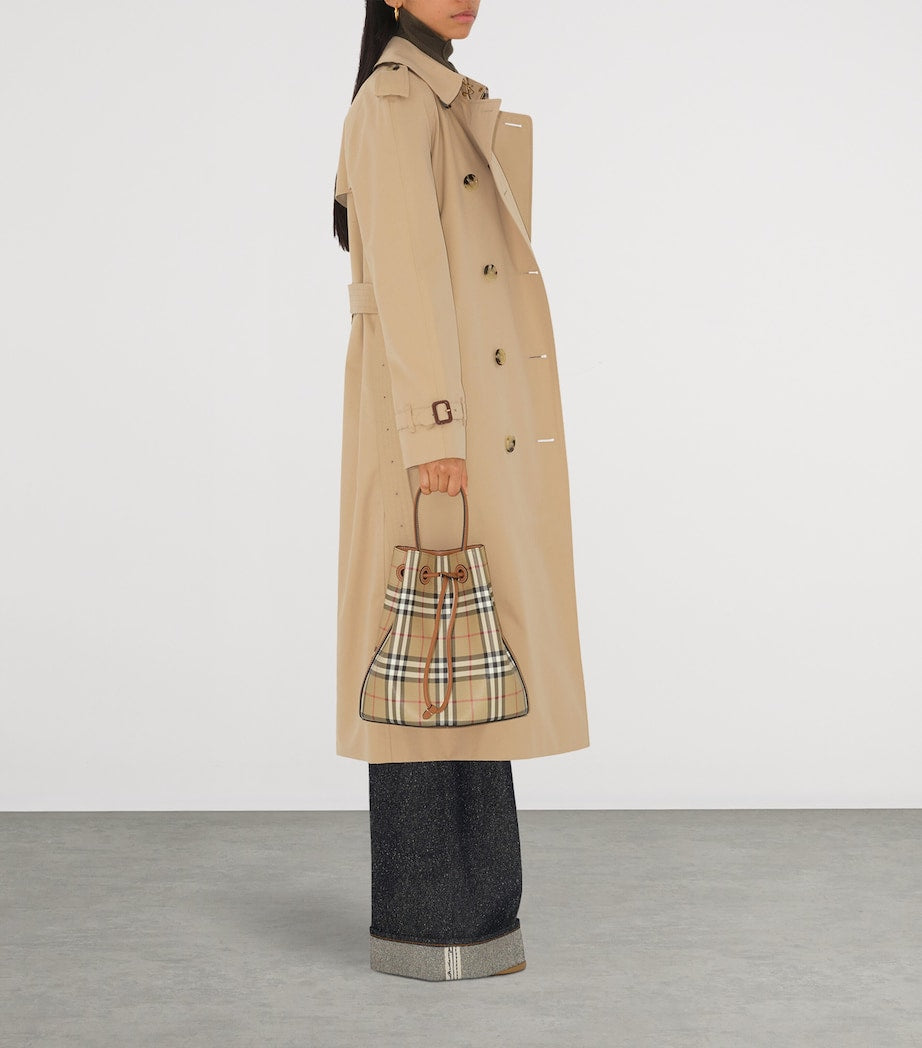 Brown Small Check Bucket Bag