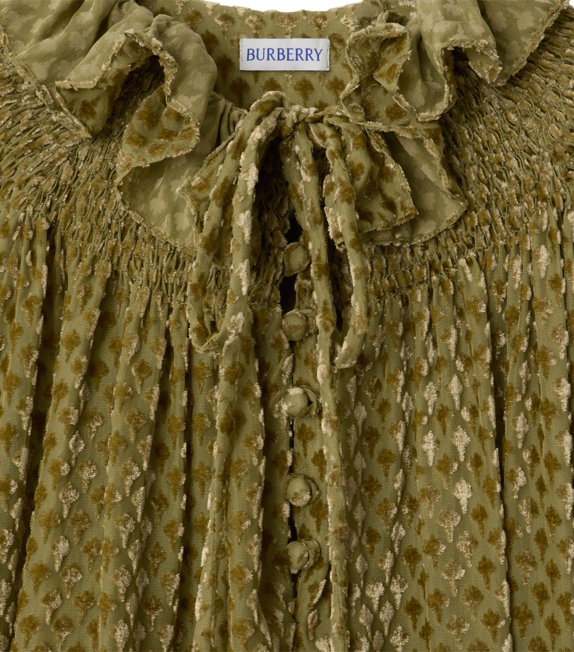 Green Silk-Blend Velvet Torch Blouse