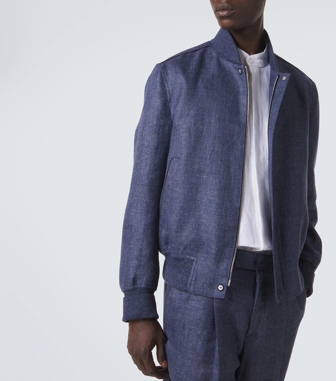 Berluti - Leather-trimmed linen, wool, and silk bomber jacket