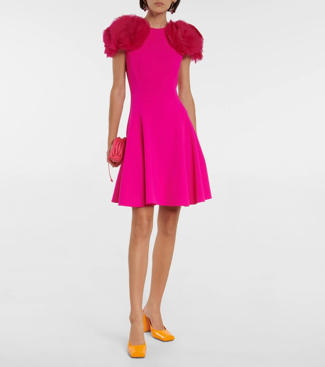 Oscar de la Renta - Tulle-shoulders wool-blend minidress