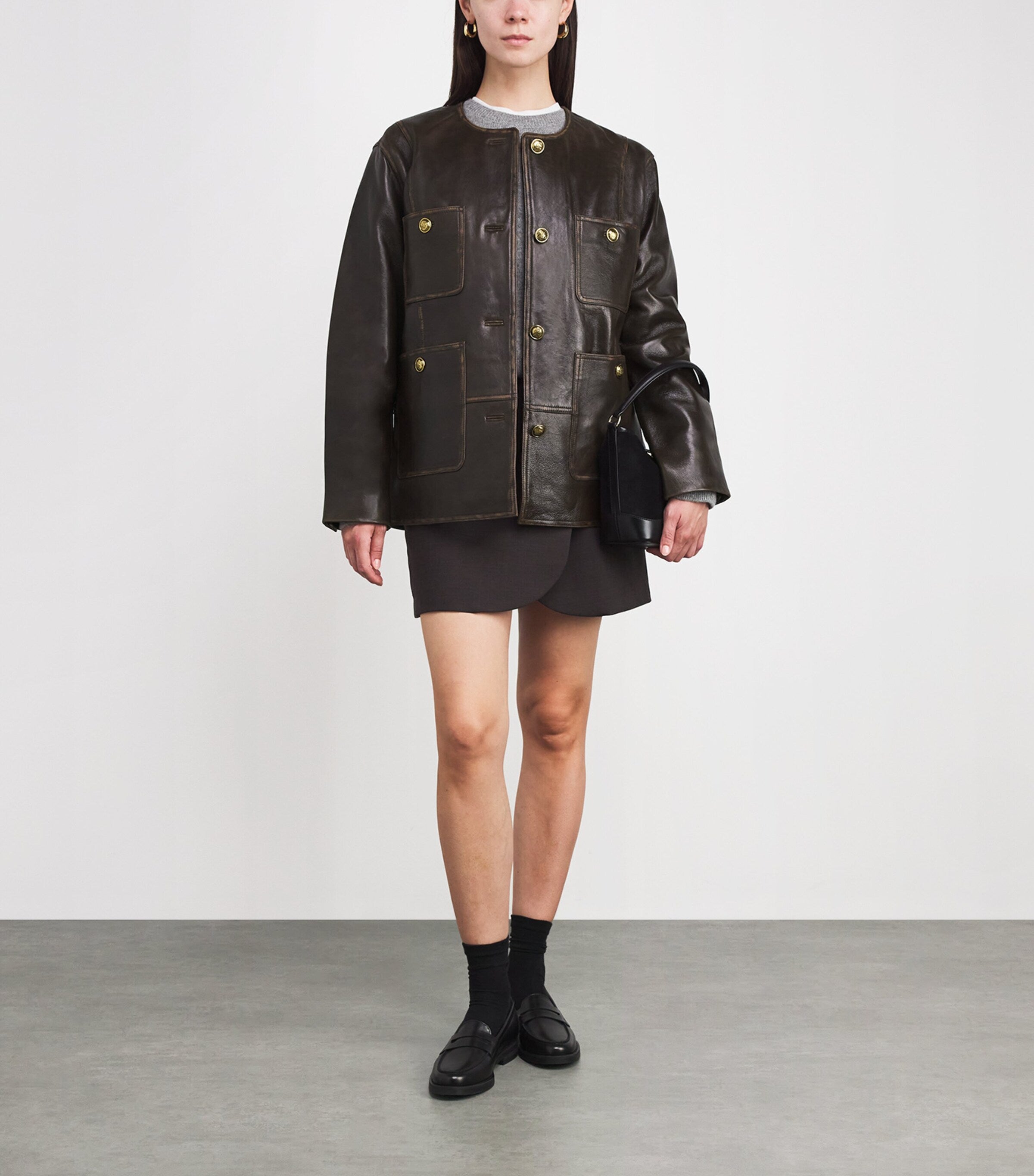 Brown Leather Distressed Jacket