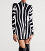 Balmain Black Knitted Zebra Mini Dress