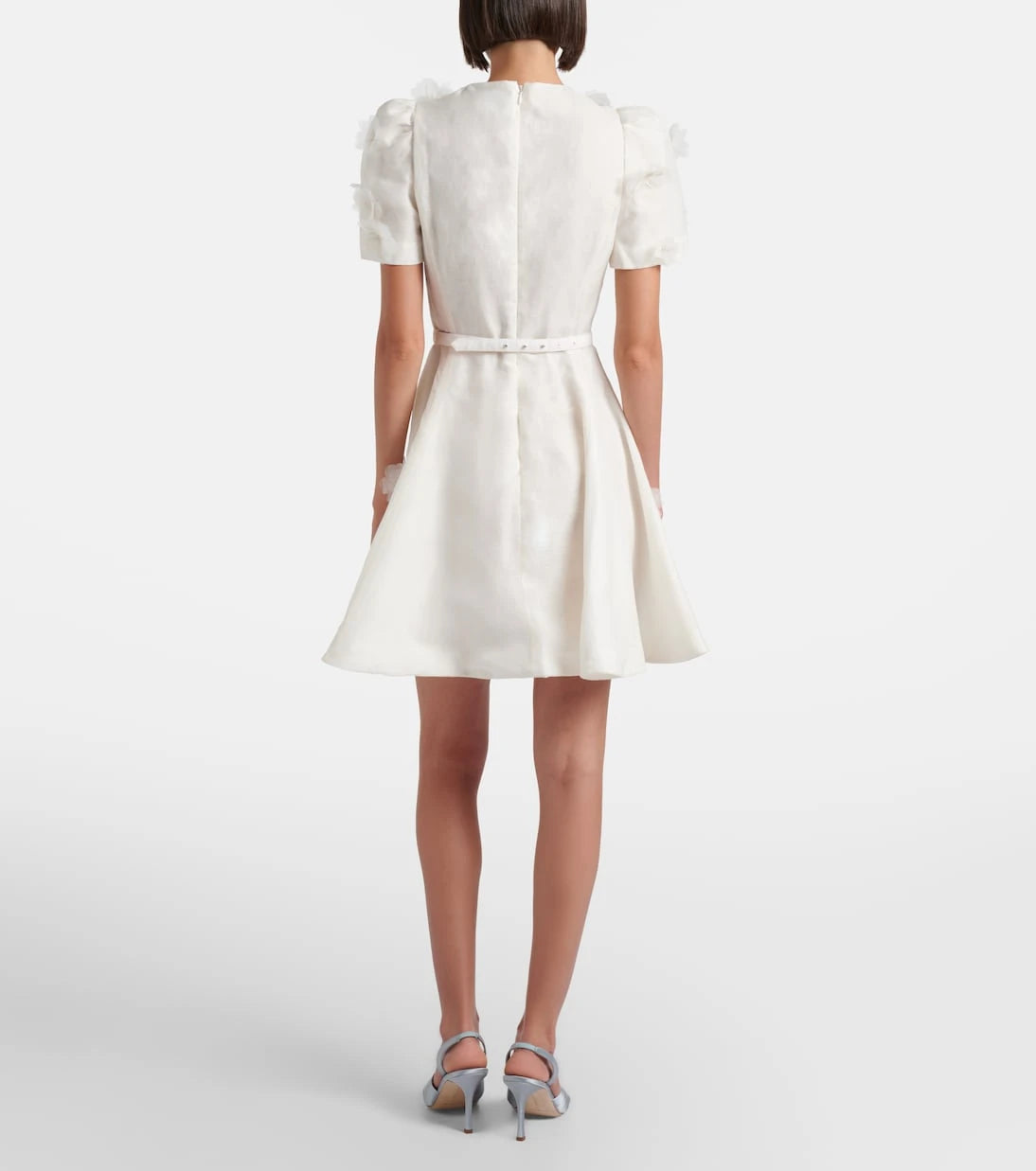 Leo Lin - Elyse floral-appliqué linen and silk minidress