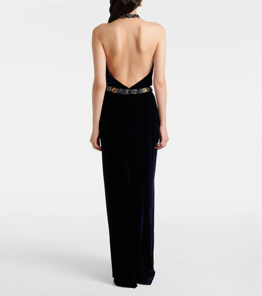 Costarellos - Crystal-embellished velvet gown