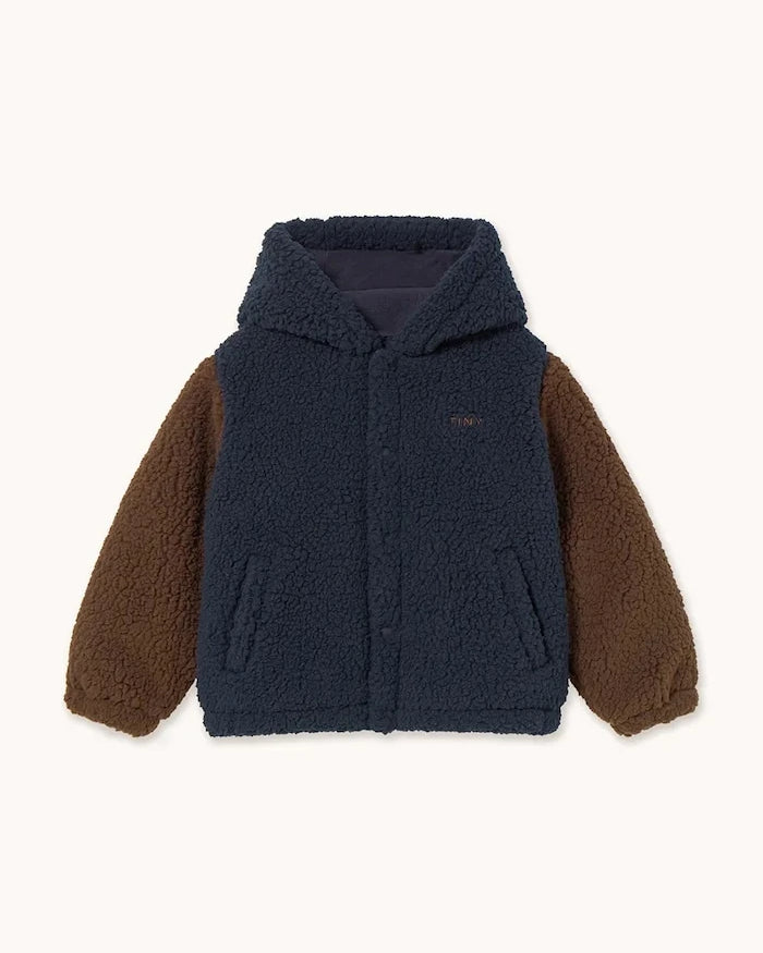 Детско яке Tinycottons COLOR BLOCK POLAR SHERPA HOODIE