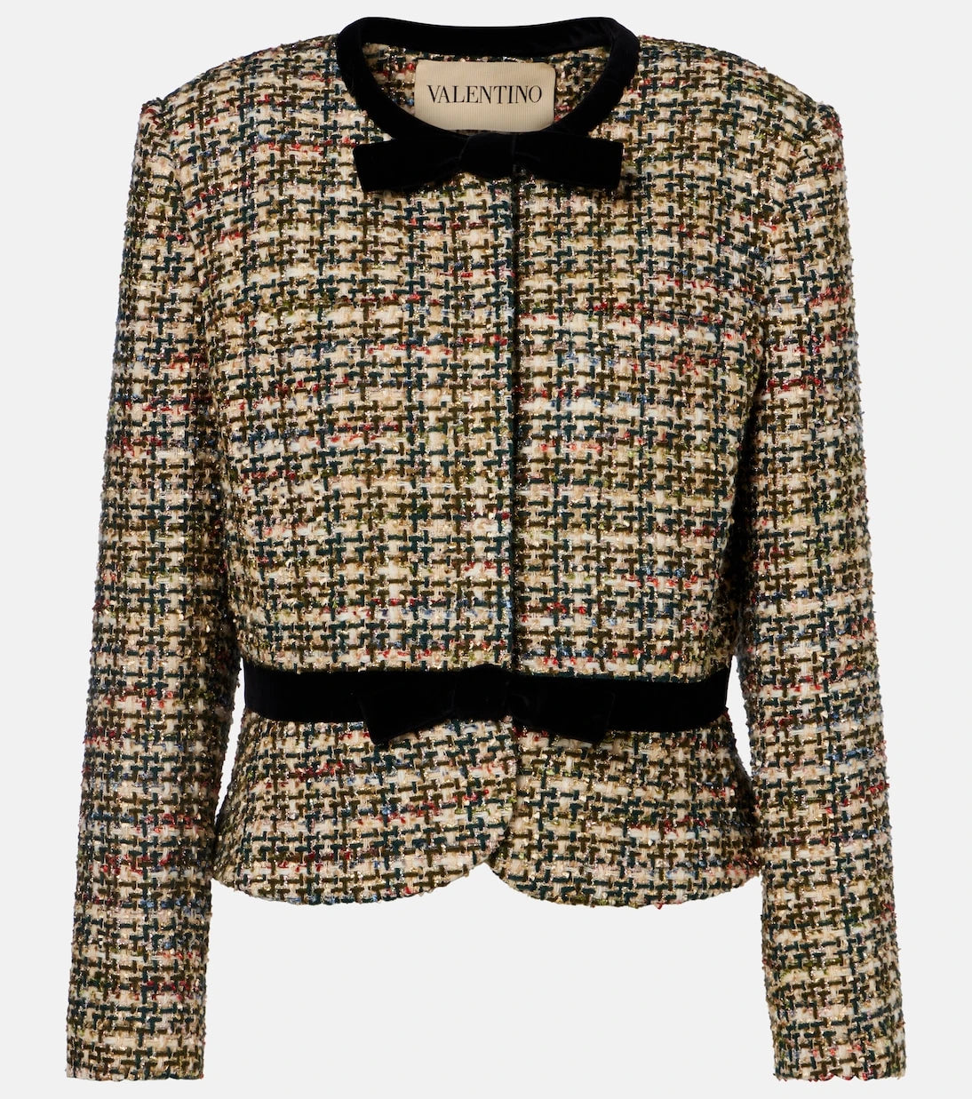 Valentino - Velvet-trimmed lamé tweed jacket