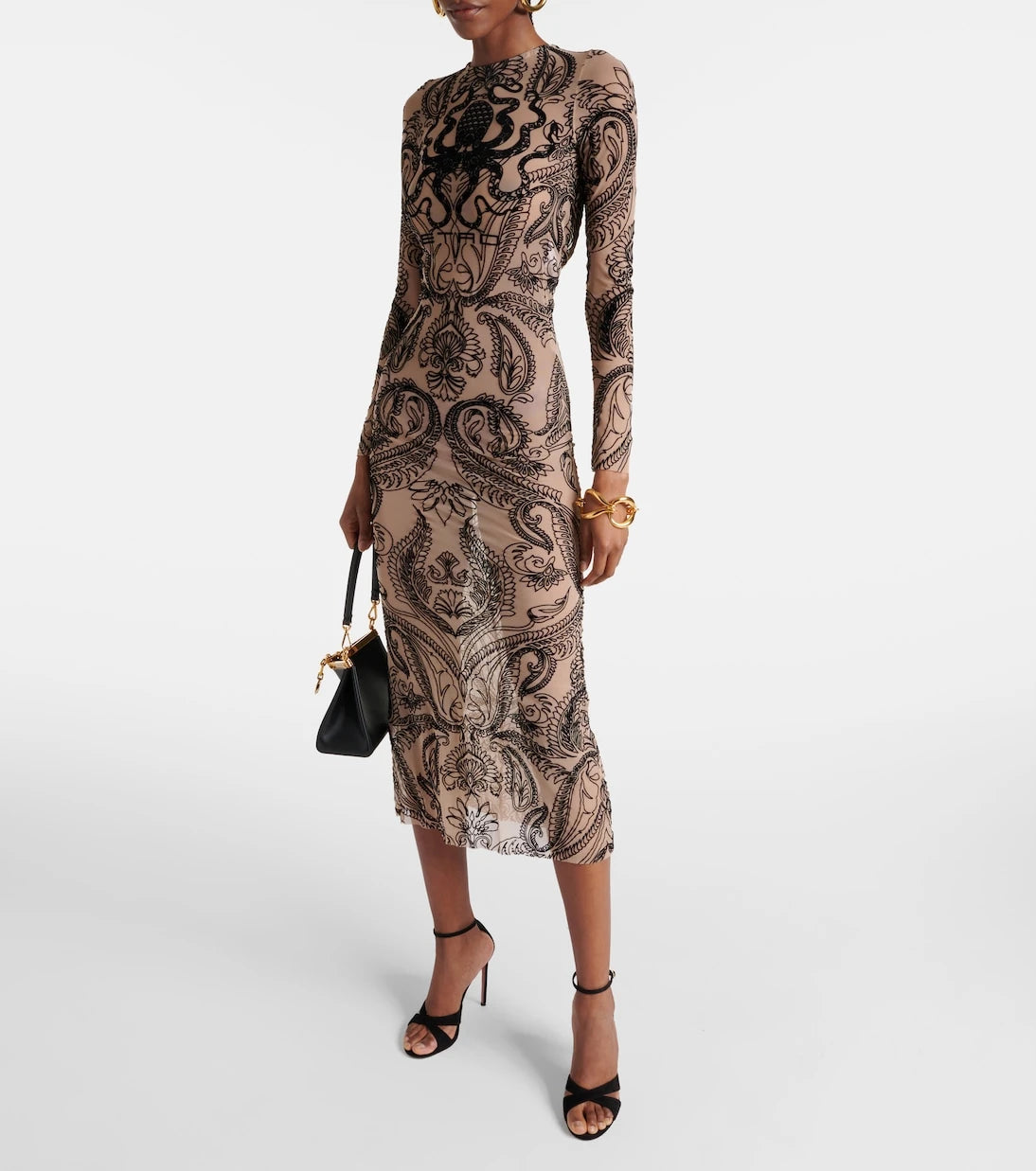 Etro - Logo printed tulle midi dress
