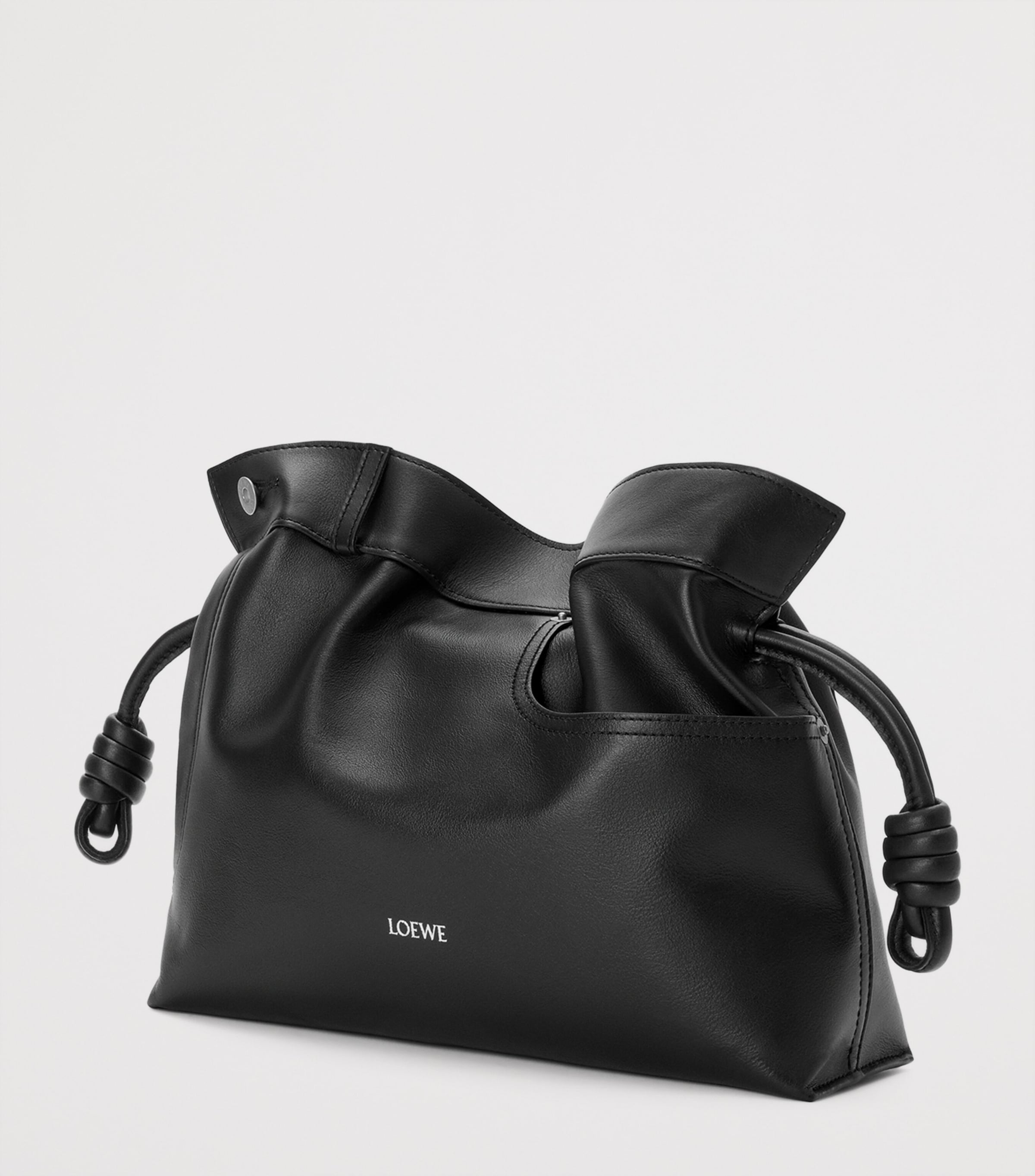 Leather Jean-Detail Flamenco Clutch Bag