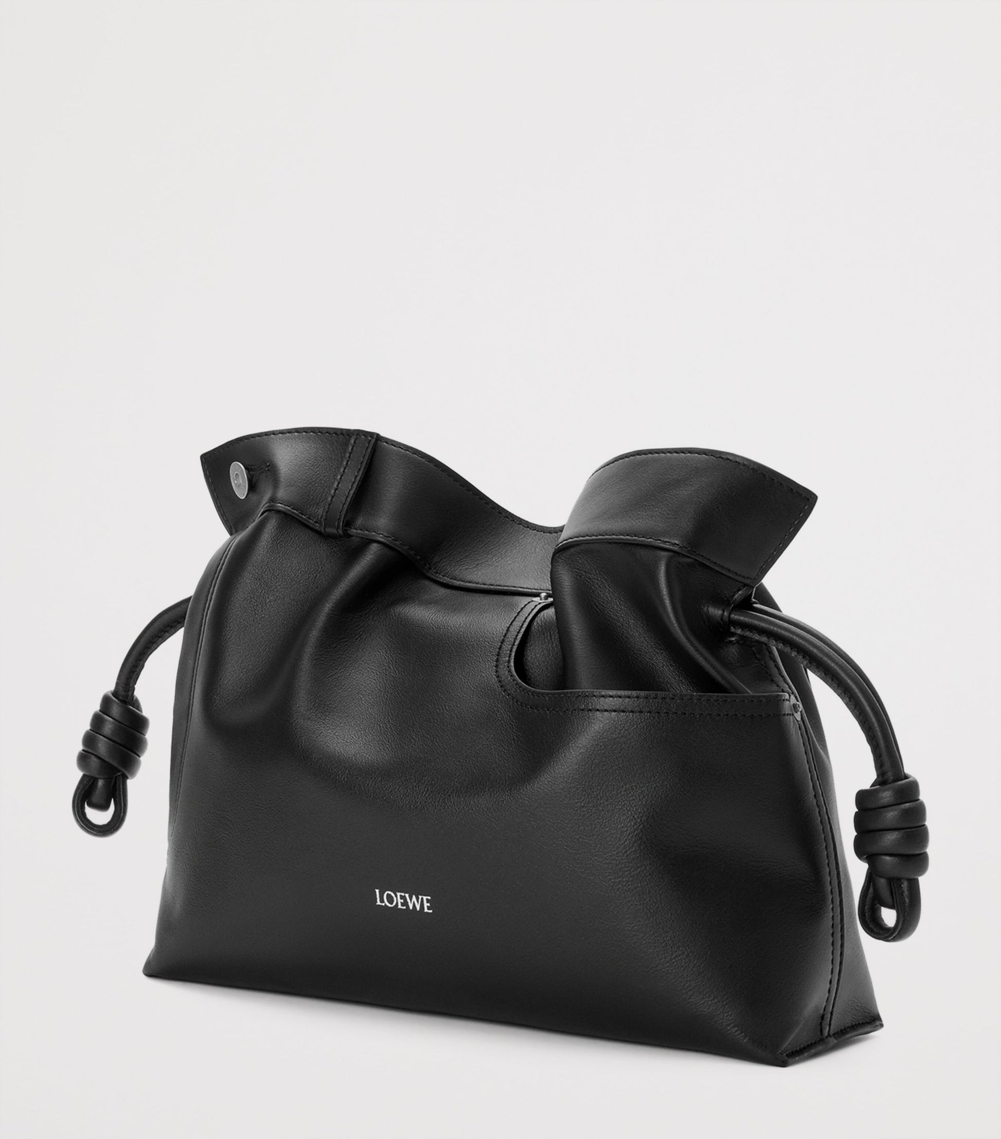 Leather Jean-Detail Flamenco Clutch Bag