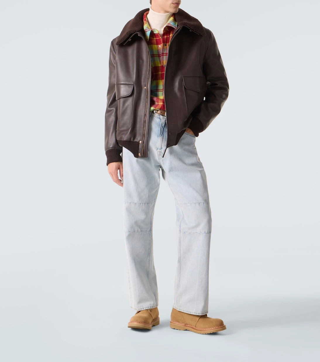 God's True Cashmere - Plaid cashmere shirt with labradorite