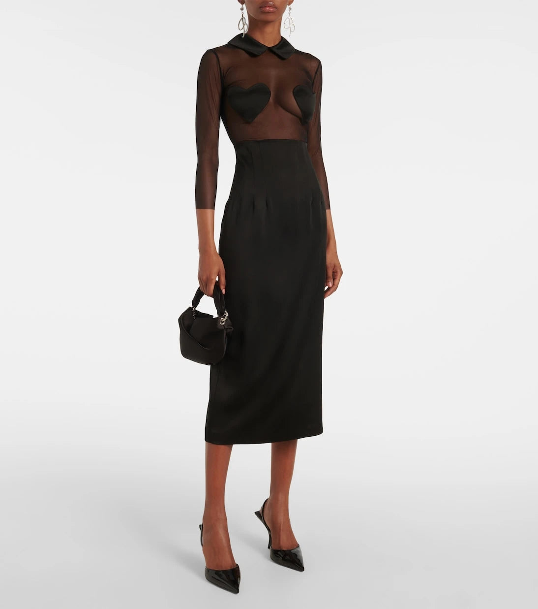 Blumarine - Mesh and satin midi dress