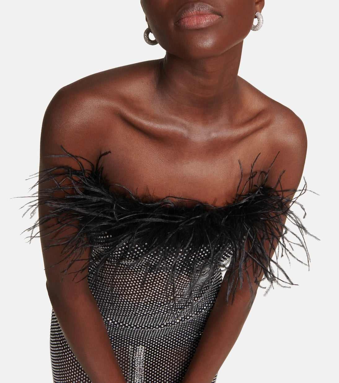 Giuseppe di Morabito - Feather-trimmed embellished midi dress