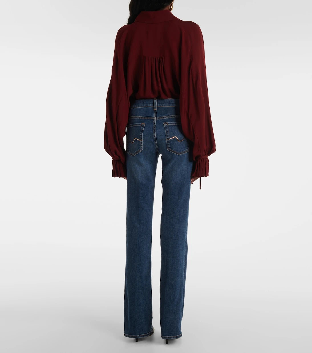 7 For All Mankind - جينز بقصّة بوت كات بخصر منخفض