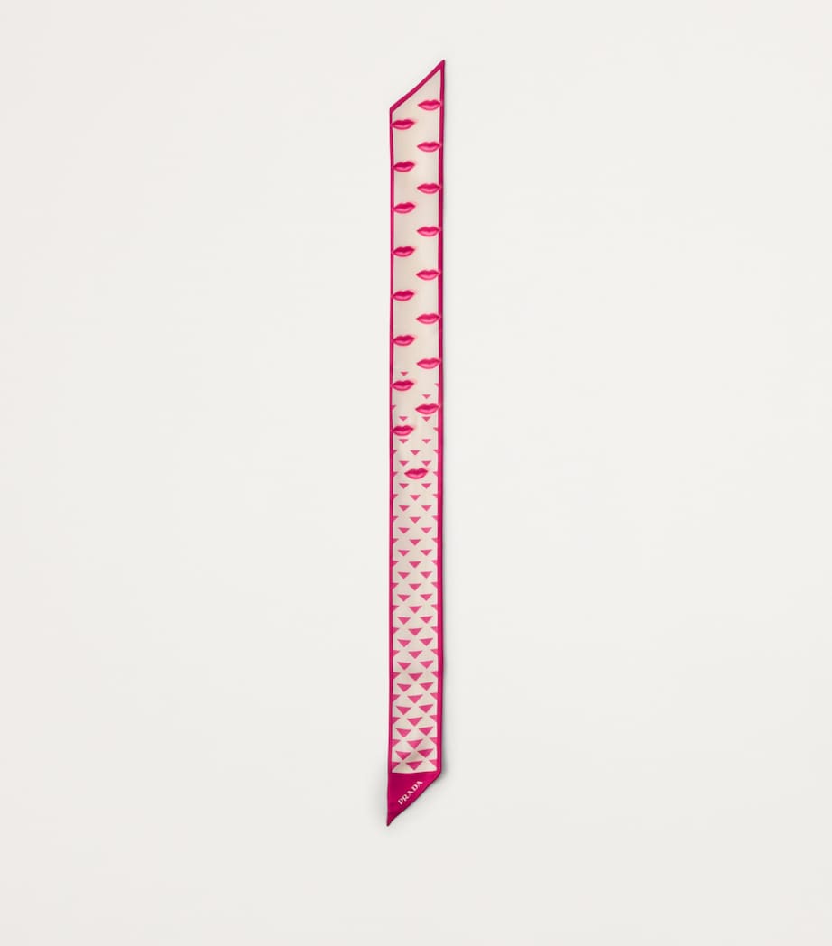 Pink Silk Printed Twilly