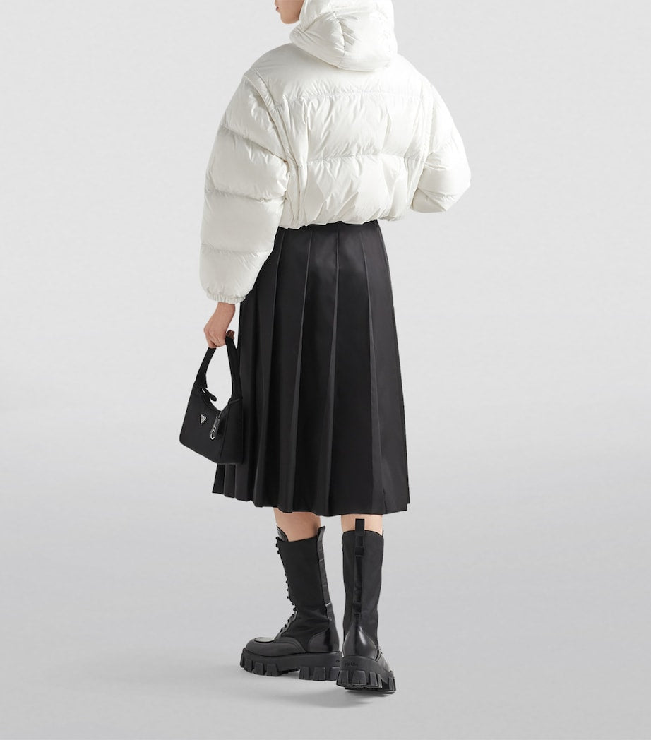 Prada White Crop Re-Nylon Puffer Jacket