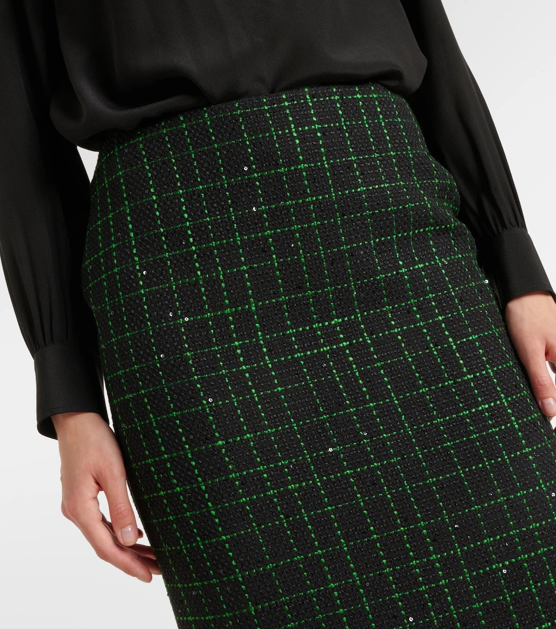 Elie Saab - Sequined tweed midi skirt