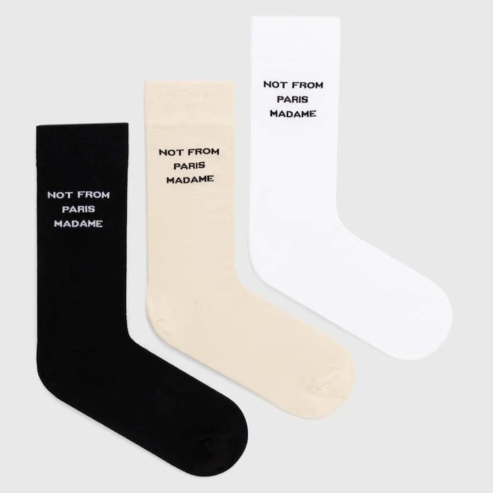 Pamuklu Çoraplar Drôle de Monsieur Le Pack de Chaussettes Slogan (3 Çift)