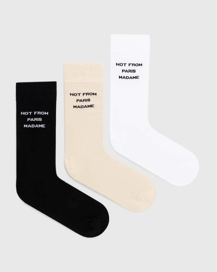 Памучни чорапи Drôle de Monsieur Le Pack de Chaussettes Slogan (3 чифта)