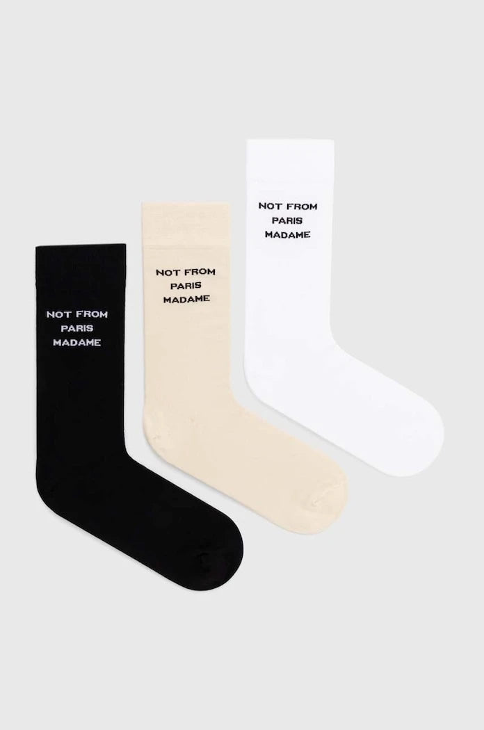 Pamuklu Çoraplar Drôle de Monsieur Le Pack de Chaussettes Slogan (3 Çift)
