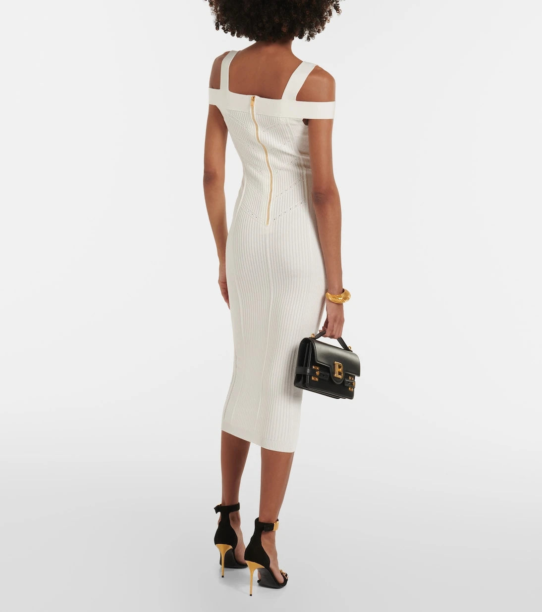 Balmain - Ribbed-knit jersey midi dress