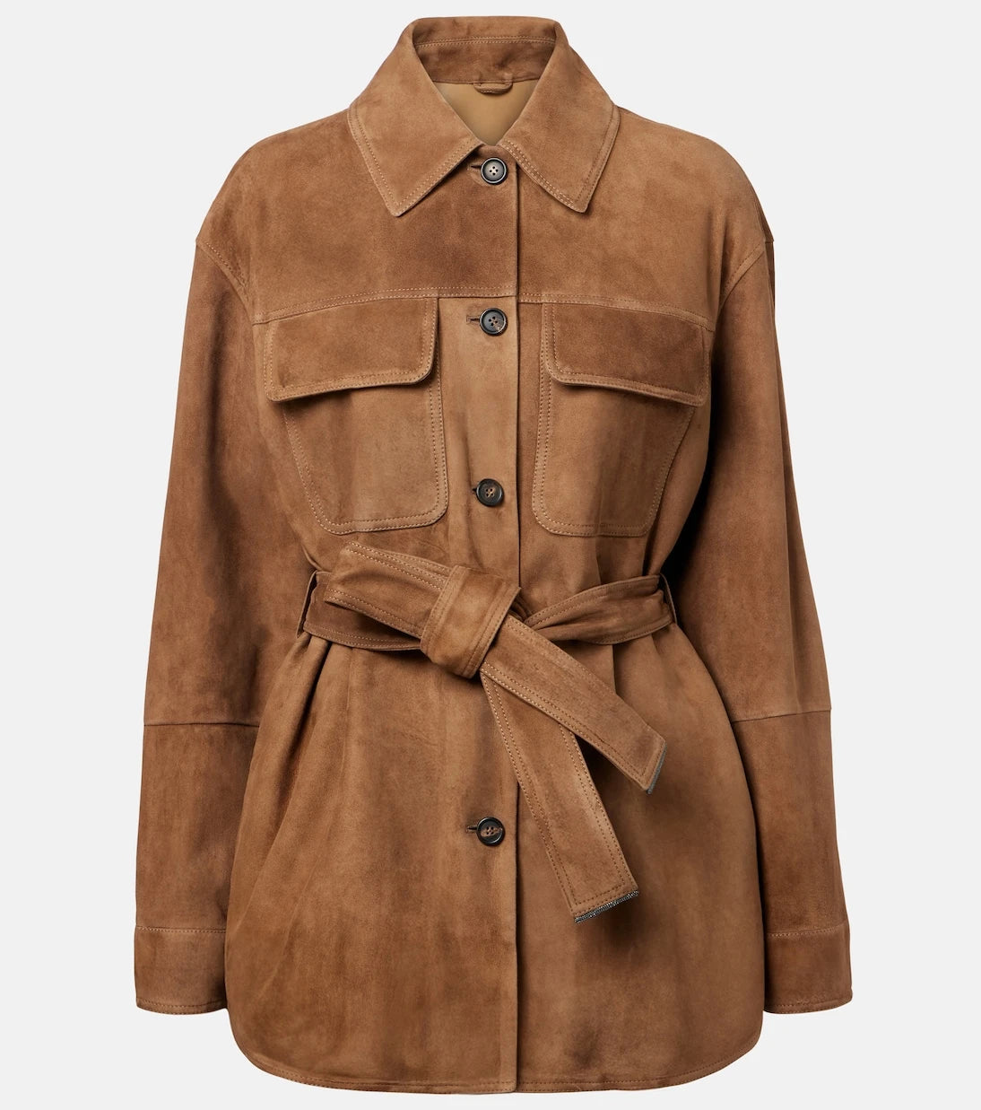 Brunello Cucinelli - Belted suede field jacket