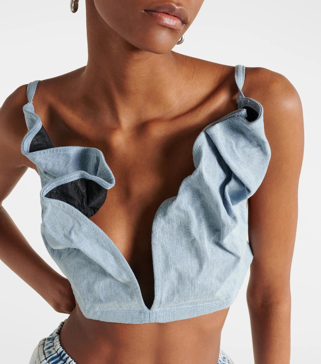 Y/Project - Ruffled denim bra top
