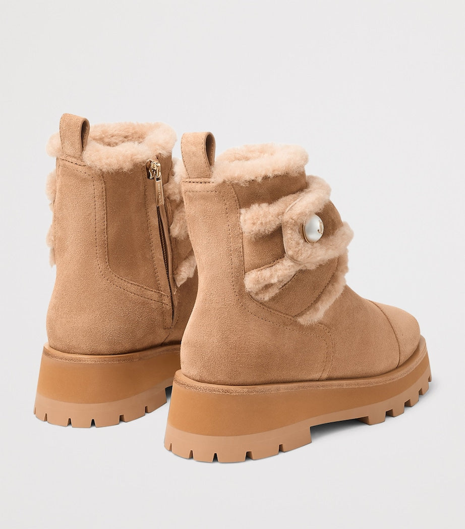 Jimmy Choo Beige Meena Suede Shearling Boots