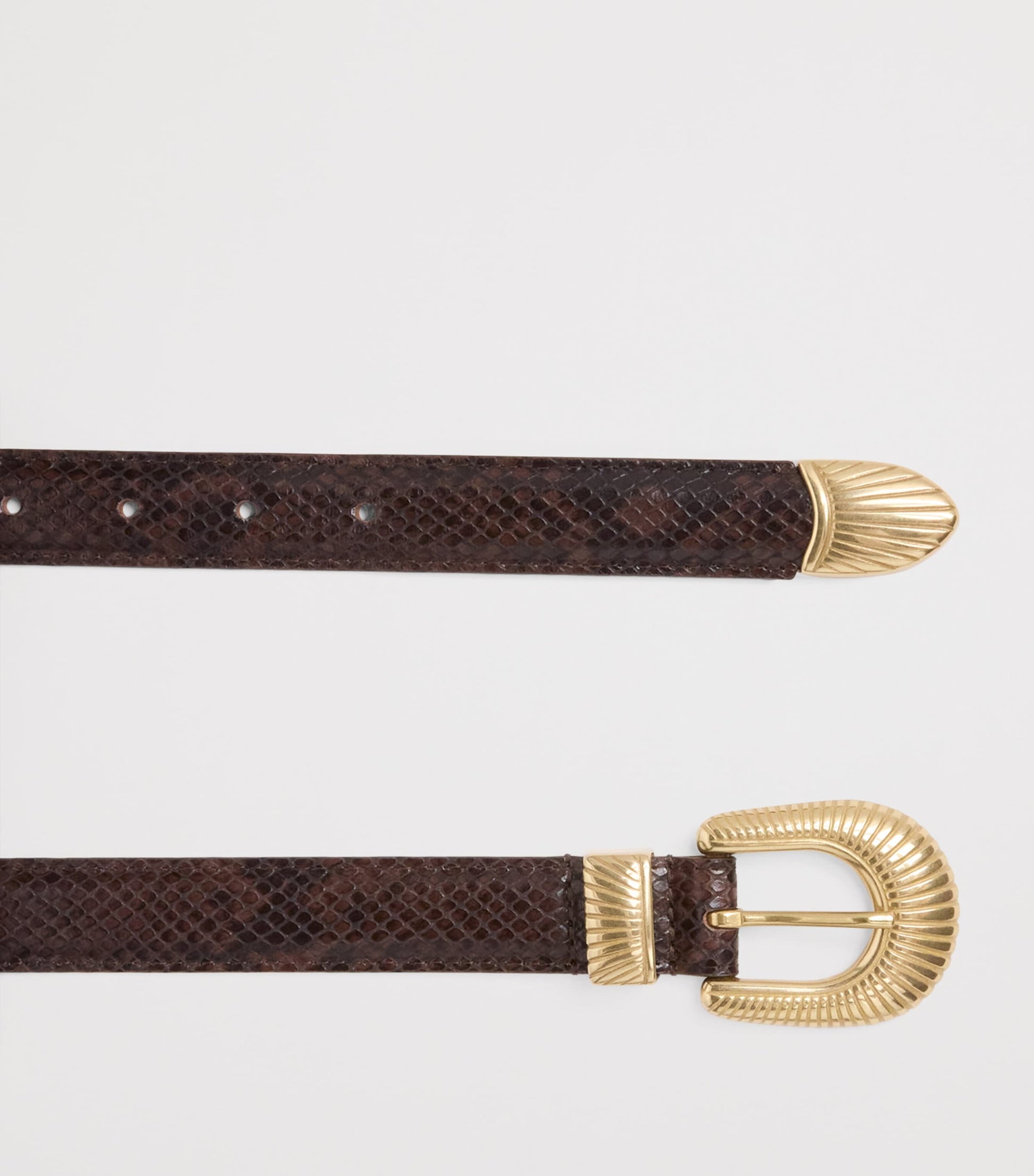 Sandro Paris Brown Leather Python-Effect Belt
