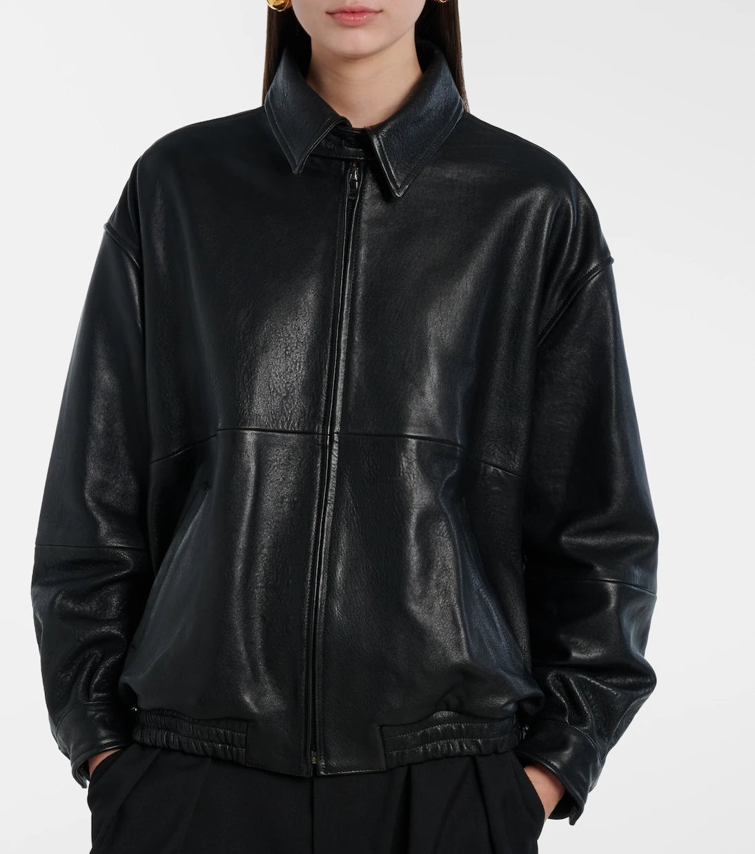 Nour Hammour - Doran oversized leather blouson jacket