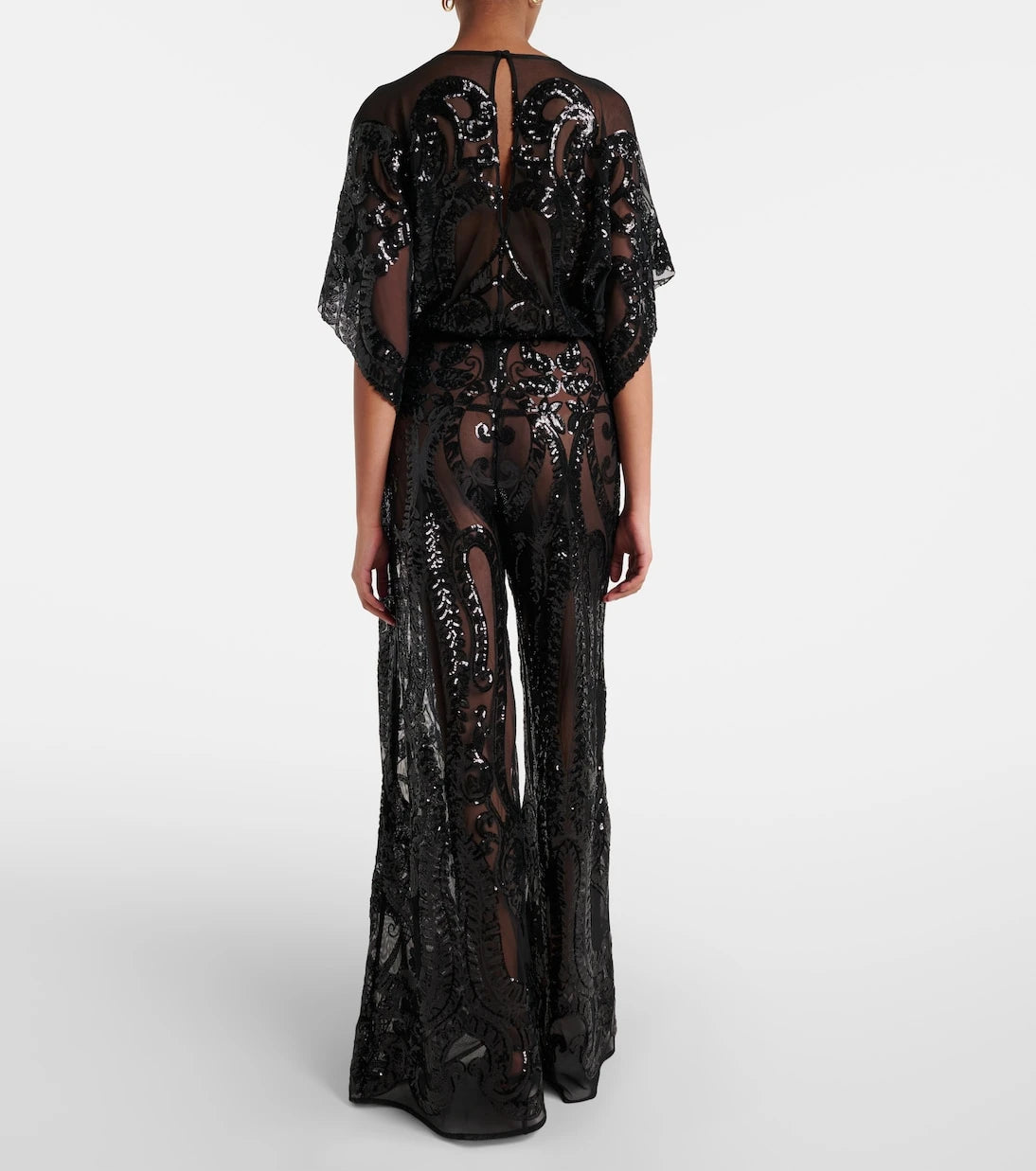 Norma Kamali - Obie sequined semi-sheer mesh jumpsuit
